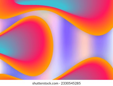 Fluid dynamic. Rainbow card, report template. Holographic 3d backdrop with modern trendy blend. Vivid gradient mesh. Fluid dynamic background with liquid shapes and elements.