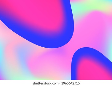 Fluid dynamic. Round invitation, banner template. Vivid gradient mesh. Holographic 3d backdrop with modern trendy blend. Fluid dynamic background with liquid shapes and elements.