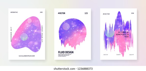 Fluid dynamic. Transparent layered hologram. Soft banner. Modern holographic gradient, blur, mesh, blend. Futuristic background. Retro concept. Fluid dynamic with shapes and elements.