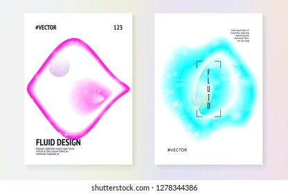 Fluid dynamic. Transparent layered hologram. Soft card. Modern holographic gradient, blur, mesh, blend. Geometric template. Futuristic background. Fluid dynamic with shapes and elements.
