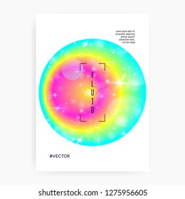 Fluid dynamic. Vivid composition. Cosmic layered hologram. Soft book. Modern holographic gradient, blur, mesh, blend. Futuristic background. Fluid dynamic with shapes and elements.