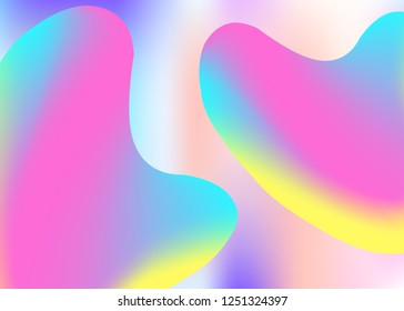Fluid dynamic. Vivid gradient mesh. Holographic 3d backdrop with modern trendy blend. Bright cover, wallpaper frame. Fluid dynamic background with liquid shapes and elements.