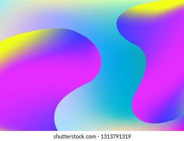 Fluid dynamic. Vivid gradient mesh. Holographic 3d backdrop with modern trendy blend. Soft presentation, invitation composition. Fluid dynamic background with liquid shapes and elements.