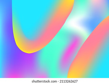 Fluid dynamic. Vivid gradient mesh. Holographic 3d backdrop with modern trendy blend. Neon flyer, poster frame. Fluid dynamic background with liquid shapes and elements.