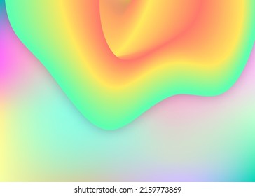 Fluid dynamic. Vivid gradient mesh. Holographic 3d backdrop with modern trendy blend. Round presentation, invitation frame. Fluid dynamic background with liquid shapes and elements.