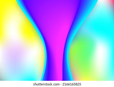 Fluid dynamic. Vivid gradient mesh. Holographic 3d backdrop with modern trendy blend. Business banner, report template. Fluid dynamic background with liquid shapes and elements.