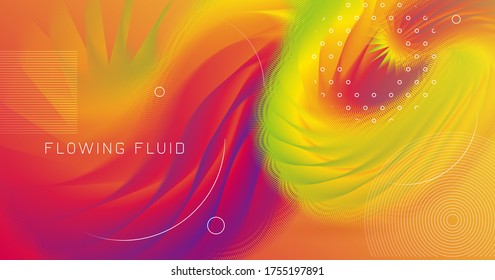 Dinámica fluida. 3 quinquies. Antecedentes abstractos. Colorida Forma Futurista. Movimiento de degradado. Dinámica fluida. Pancarta brillante brillante brillante. Patrón creativo de flujo. Movimiento Gráfico. Dinámica de fluidos de onda.