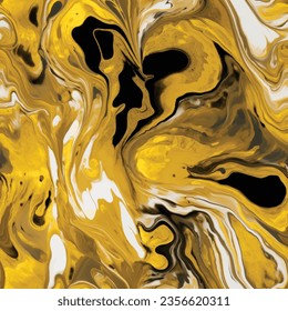 Fluid dynamics in art form: seamless pattern capturing the essence of liquid movement and color fusion. Gold color texture.