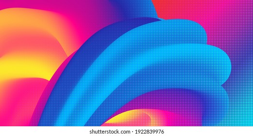 Fluid flow background. Fluid wave pattern. Summer poster. Colorful gradient. Abstract cover. Liquid wave. Vibrant color.