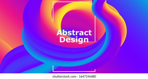 Fluid Flow. Color shape. Abstract flow. Trendy poster. Colorful futuristic gradient. Geometric background. 3d fluid banner.