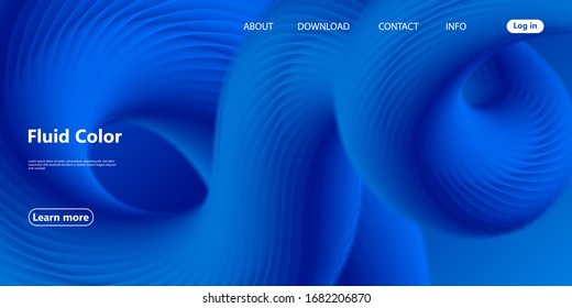  Flujo fluido. Página de inicio. Ola Azul. Tapa abstracta de moda. Cartel de diseño futurista. Fondo De Fluido Azul. Degradado colorido. Ilustración vectorial. Forma fluida.