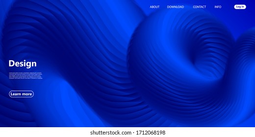 Fluid Flow. Landing Page. Blue Wave. Trendy Abstract Cover. Futuristic Design Poster. Blue Fluid Background. Vector Illustration. Blue Gradient. Fluid Shape.