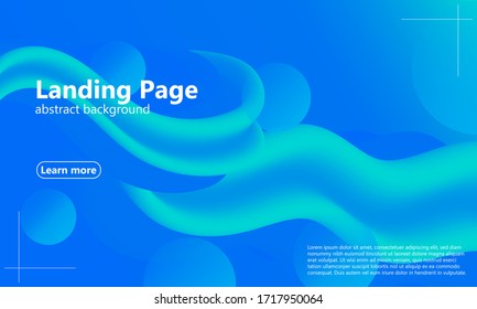 Fluid Flow. Landing Page. Blue Wave. Trendy Abstract Cover. Futuristic Design Poster. Blue Fluid Background. Vector Illustration.