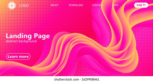 Fluid flow. Landing page. Colorful geometric background. Trendy abstract cover. Futuristic design poster. Colorful gradient. Vector illustration. Fluid shape.