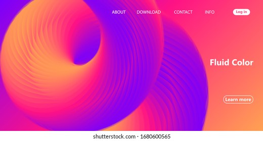 Fluid Flow. Landing Page. Vibrant Color. Fluid Shape. Abstract Flow. Vibrant Gradient. Trendy Poster. Colorful Futuristic Gradient. Geometric Background. 3d Fluid Banner.