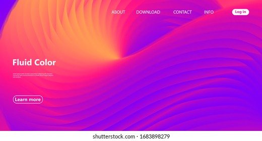 Fluid Flow. Landing Page. Vibrant Color. Fluid Shape. Abstract Flow. Vibrant Gradient. Trendy Poster. Colorful Futuristic Gradient. Geometric Background. 3d Fluid Banner.