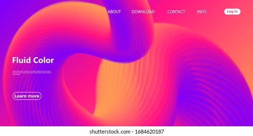 Fluid Flow. Landing Page. Vibrant Color. Fluid Shape. Abstract Flow. Vibrant Gradient. Trendy Poster. Colorful Futuristic Gradient. Geometric Background. 3d Fluid Banner.