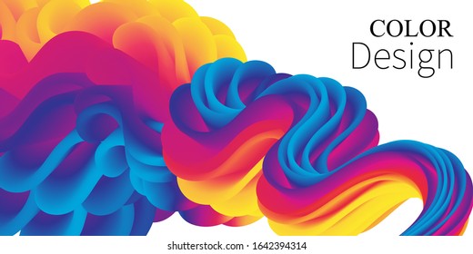 Fluid Flow. Rainbow Background. Fluid Shapes. Wave Pattern. Summer Poster. Colorful Gradient. Flow Shape. Abstract Cover. Rainbow Color. Vector Illustration. Fluid Flow.
