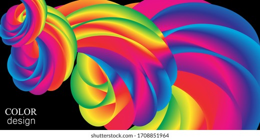 Fluid Flow. Rainbow Background. Fluid Shapes. Wave Pattern. Summer Poster. 