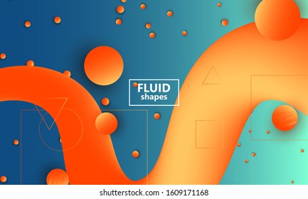 Fluid flow. Trendy color shape. Abstract background. Futuristic design poster. Colorful gradient cover. Vector.
