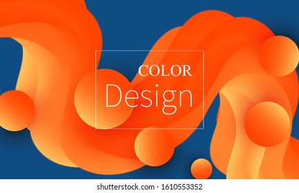 Fluid flow. Trendy color shape. Abstract background. Futuristic design poster. Colorful gradient cover. Vector.