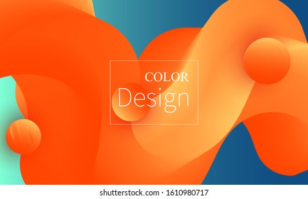 Fluid flow. Trendy color shape. Abstract background. Futuristic design poster. Colorful gradient cover. Vector.