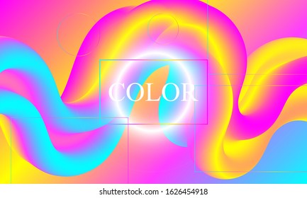 Fluid flow. Wave poster. Color shape. Abstract background. Futuristic design poster. Colorful gradient waves. Vector.