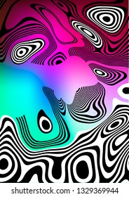 Fluid flowing colors motion effect, holographic abstract background.  Liquify Lines. Applicable for covers, brochures, flyers, presentations, banners. Vector modern illustration.