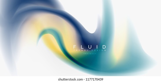 Fluid flowing wave abstract background, vector techno design