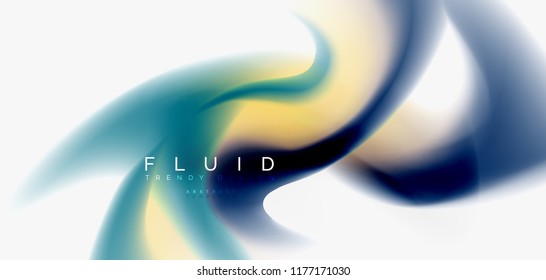 Fluid flowing wave abstract background, vector techno design