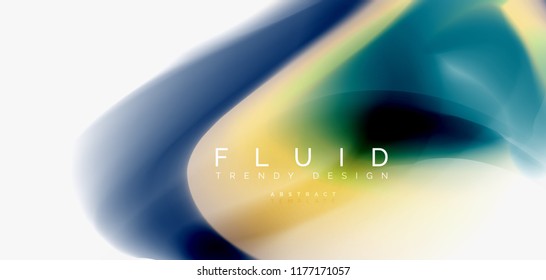 Fluid flowing wave abstract background, vector techno design