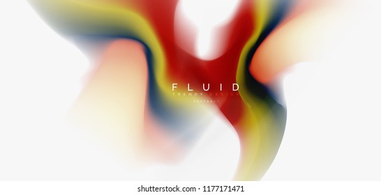 Fluid flowing wave abstract background, vector techno design