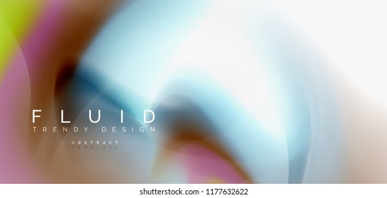Fluid flowing wave abstract background, vector techno design