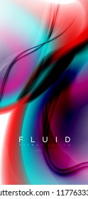 Fluid flowing wave abstract background, vector techno design