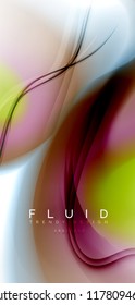 Fluid flowing wave abstract background, vector techno design