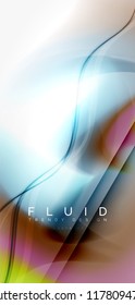 Fluid flowing wave abstract background, vector techno design