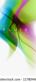 Fluid flowing wave abstract background, vector techno design