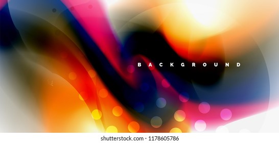 Fluid flowing wave abstract background, vector techno design
