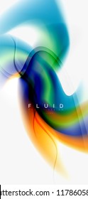 Fluid flowing wave abstract background, vector techno design