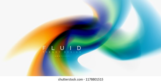 Fluid flowing wave abstract background, vector techno design