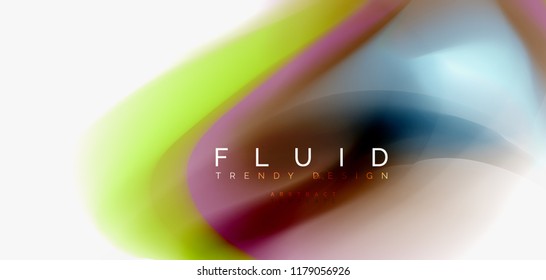 Fluid flowing wave abstract background, vector techno design