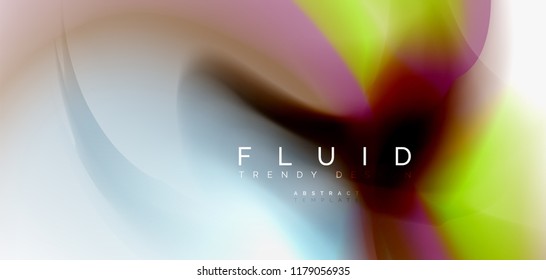 Fluid flowing wave abstract background, vector techno design