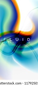 Fluid flowing wave abstract background, vector techno design