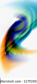 Fluid flowing wave abstract background, vector techno design