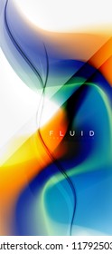 Fluid flowing wave abstract background, vector techno design