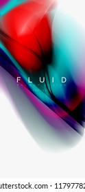 Fluid flowing wave abstract background, vector techno design