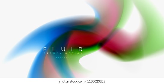 Fluid flowing wave abstract background, vector techno design