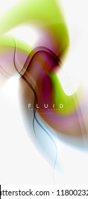 Fluid flowing wave abstract background, vector techno design