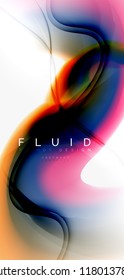 Fluid flowing wave abstract background, vector techno design