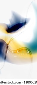 Fluid flowing wave abstract background, vector techno design